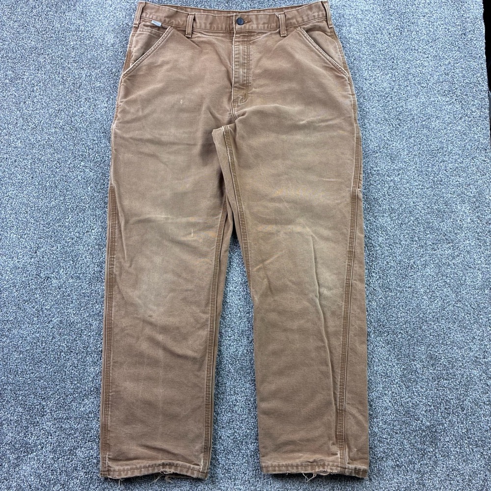 Carhartt Carpenter Pants Mens 36x32 Brown Flame‎ Resistant Canvas FRB229 BRN